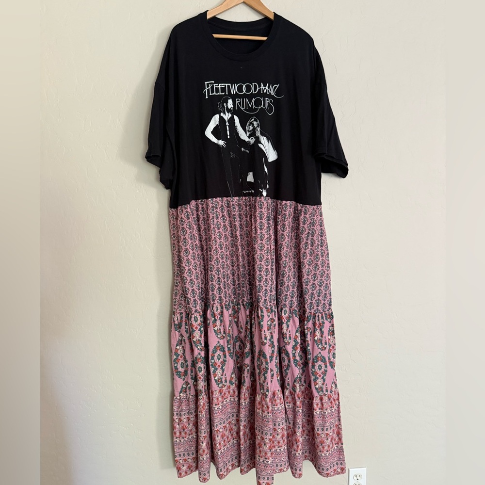 Fleetwood Mac Black & Pink Maxi Dress